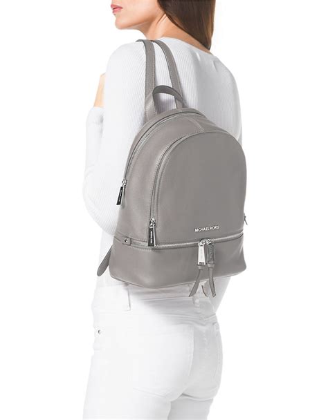 michael michael kors rhea zip small backpack pearl grey